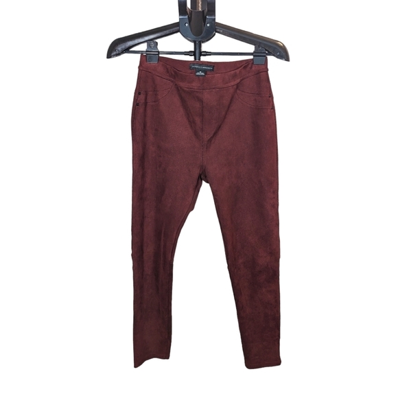 Sanctuary x Anthropologie Grease Ponte Suede Look Leggings in Burgundy Size M - Picture 1 of 9